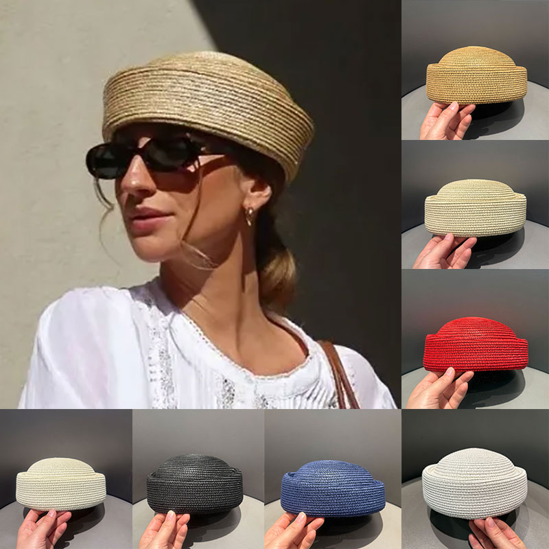 Paper Straw Color - New Summer Handemad Straw Pillbox Hat
