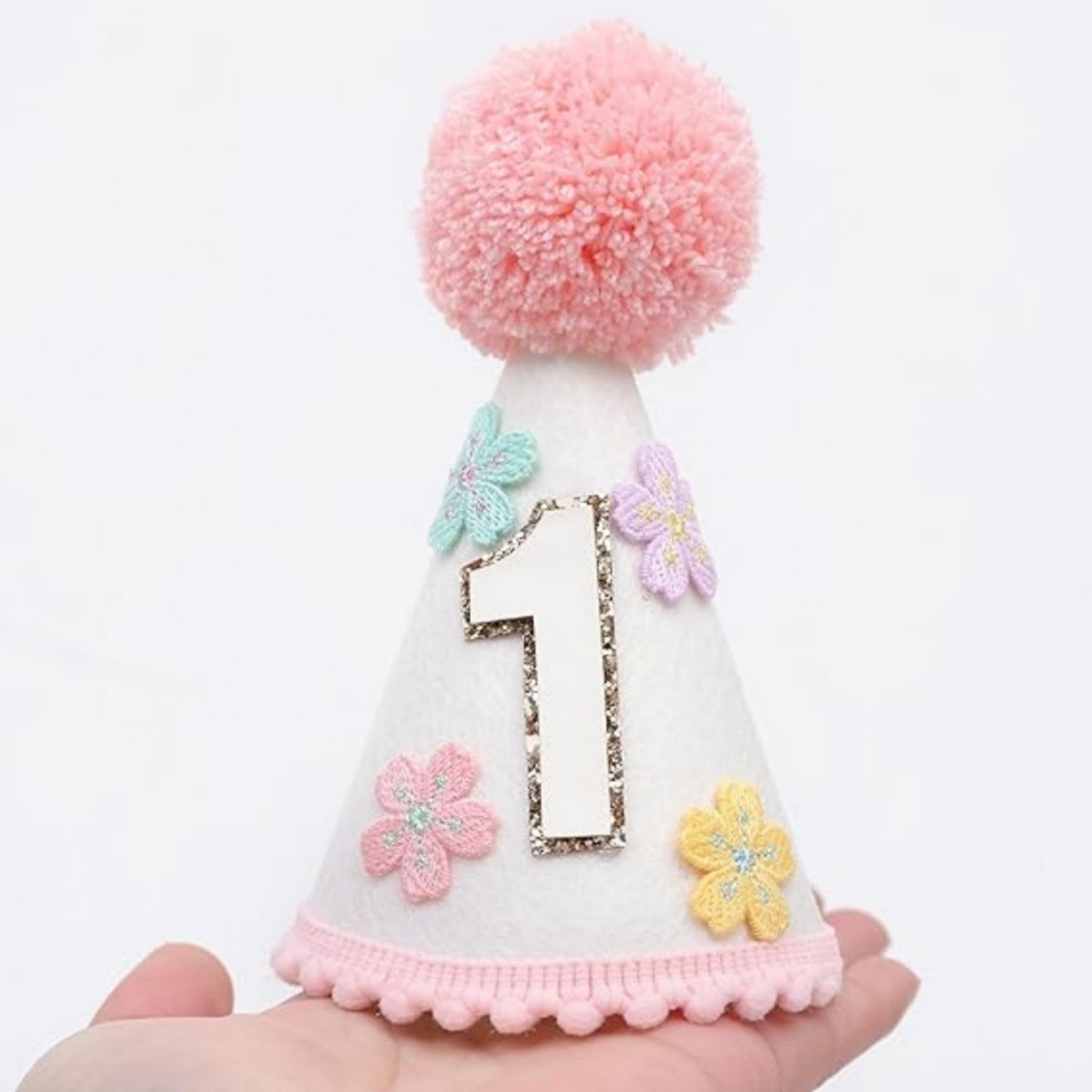 Party Hat Cone - Colorful Floral Cone-Shaped Birthday Hat, Cute