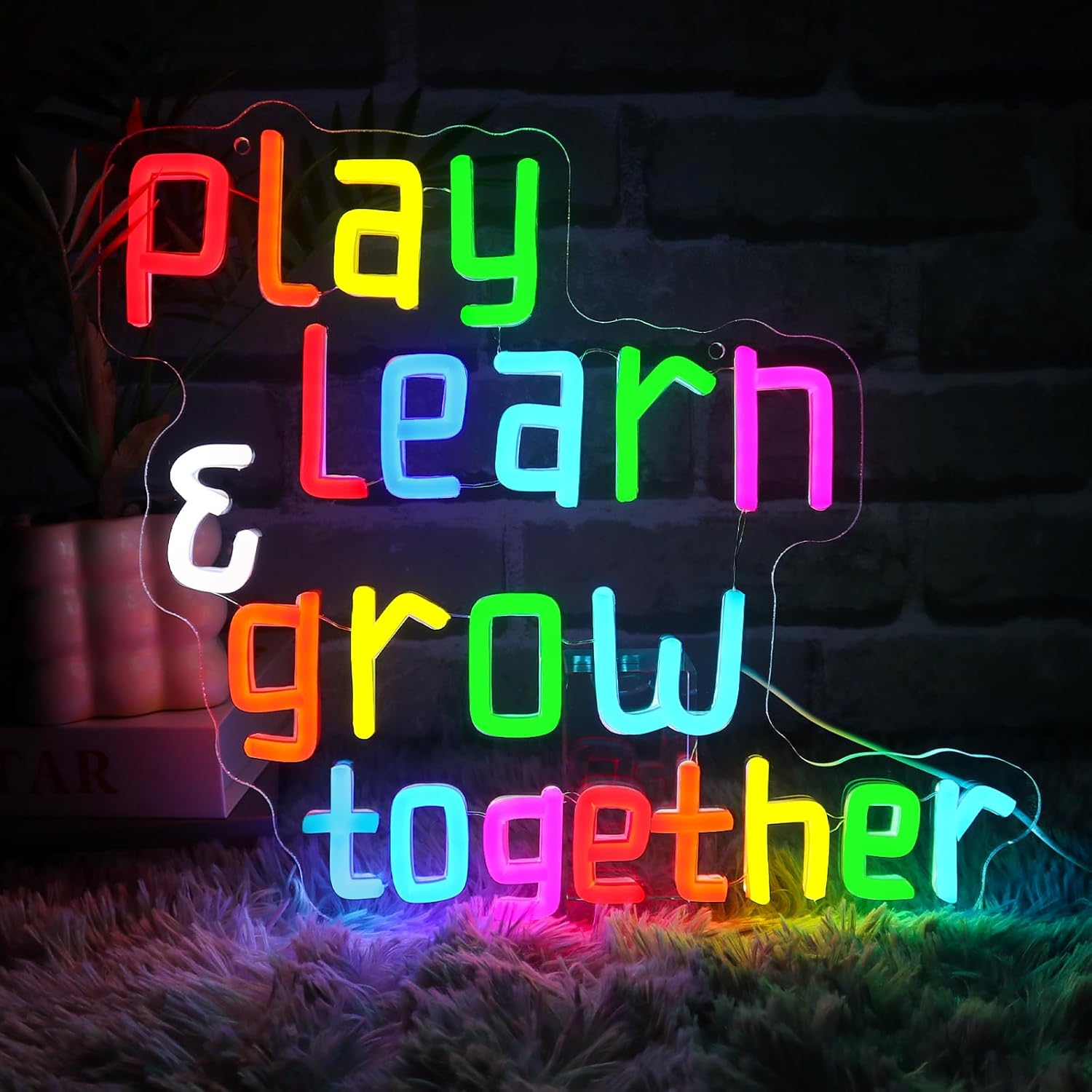 Neon Sign Party - Play Learn Grow Together Neon Sign