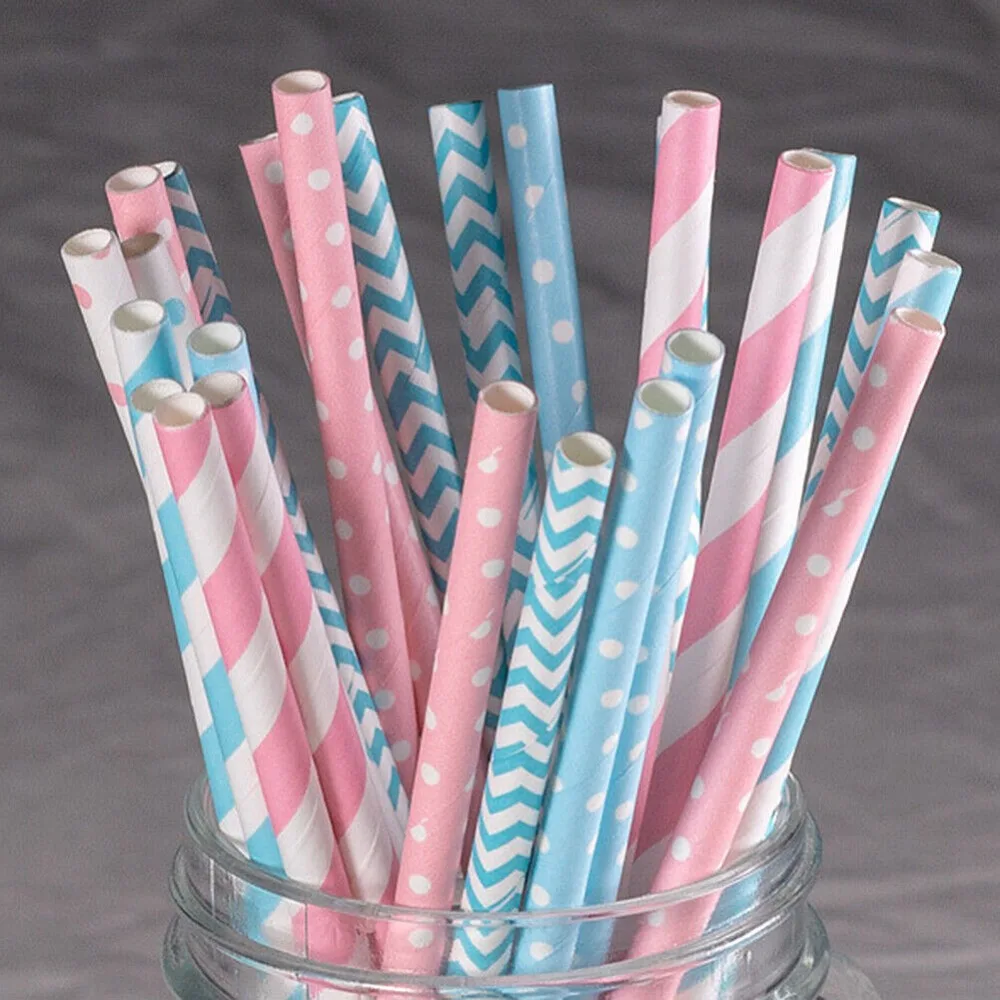 Paper Straw Color - 100 Bulk Packed Paper Straws Pattern