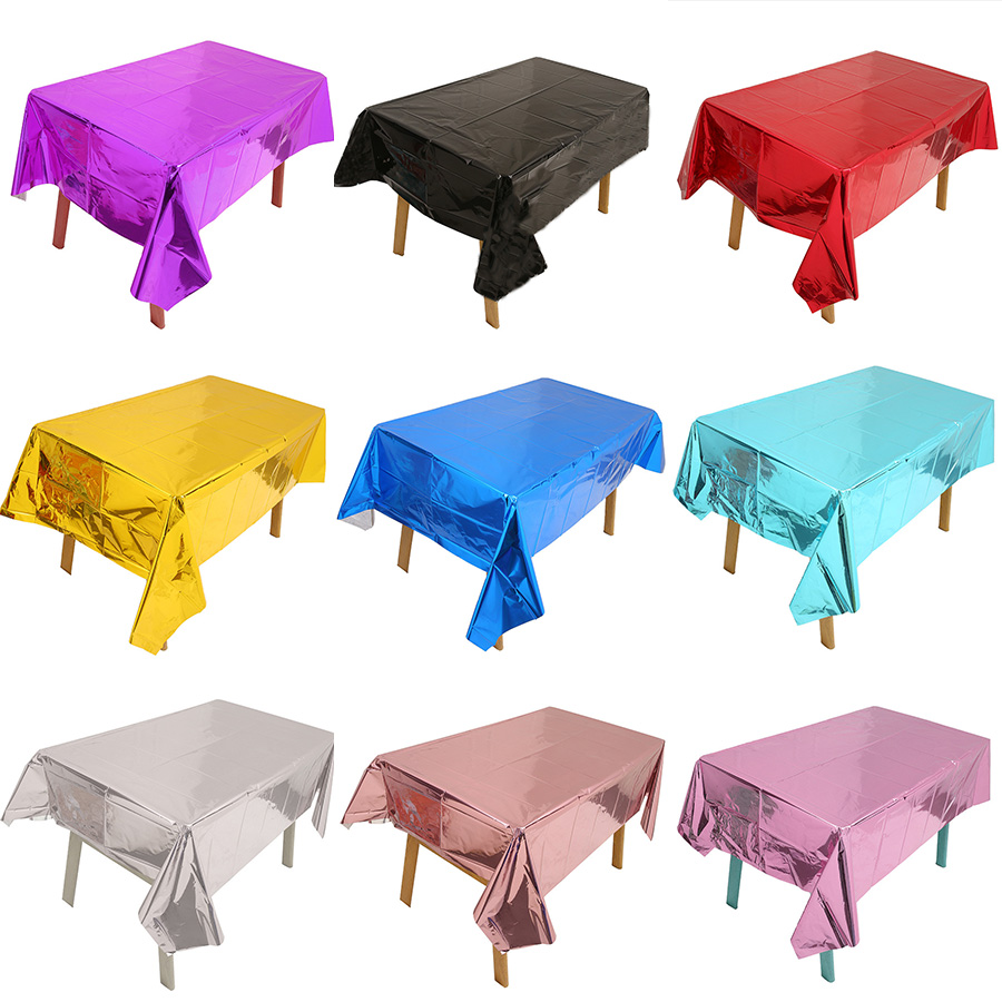 Table Cloth Disposable - 137cm*183cm Rose Gold Sliver Disposable Tablecloth