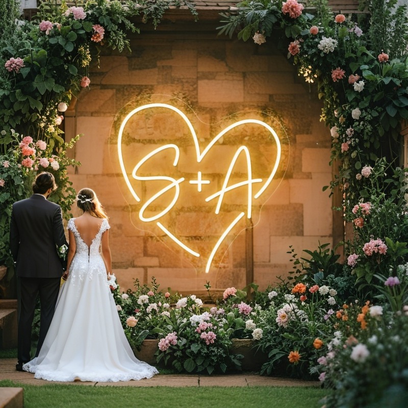 Eve Party - Custom Initials Heart LED Neon Sign,