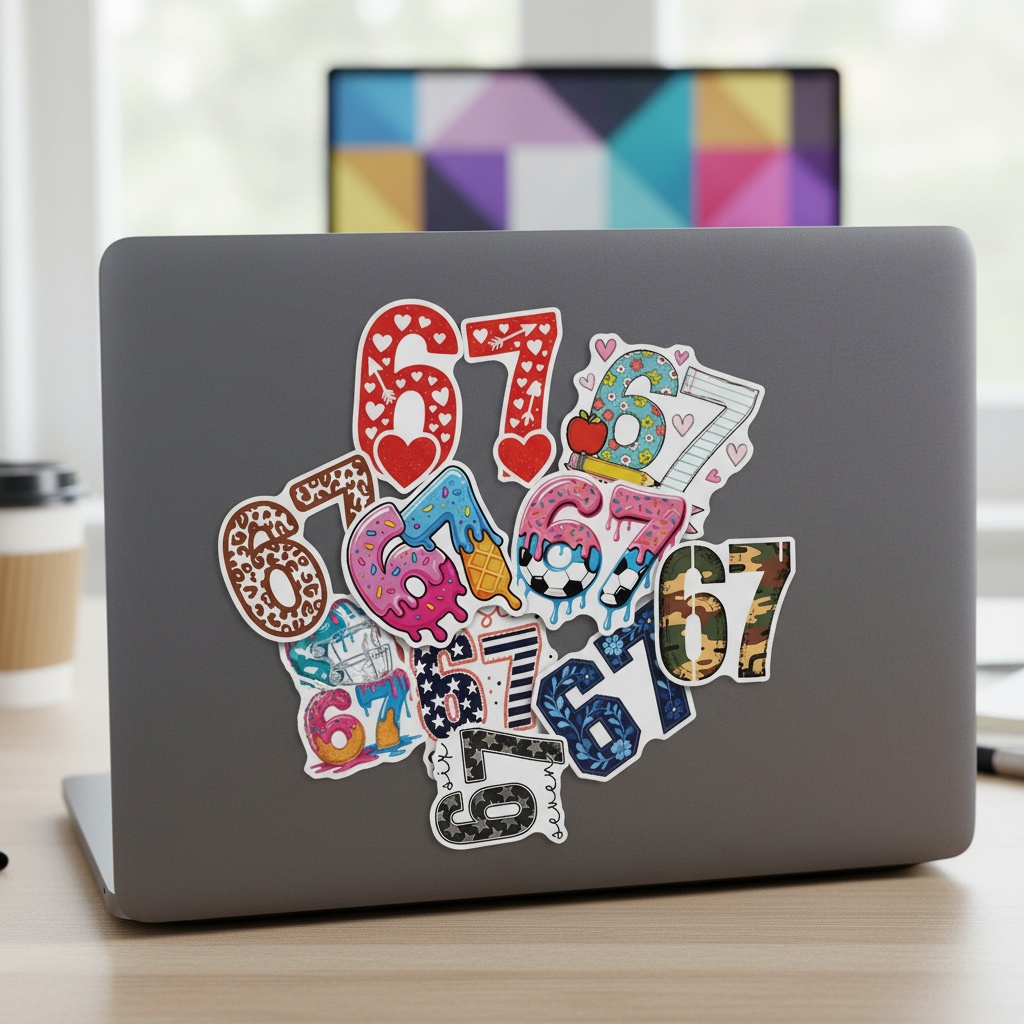 Plastic Cup 50Pcs - 50pcs Number 67 Digital Graffiti Stickers,