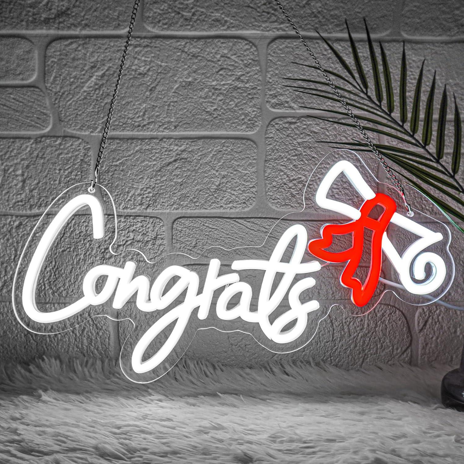 Neon Sign Party - Congrats Graduation Neon Sign USB Dimmable
