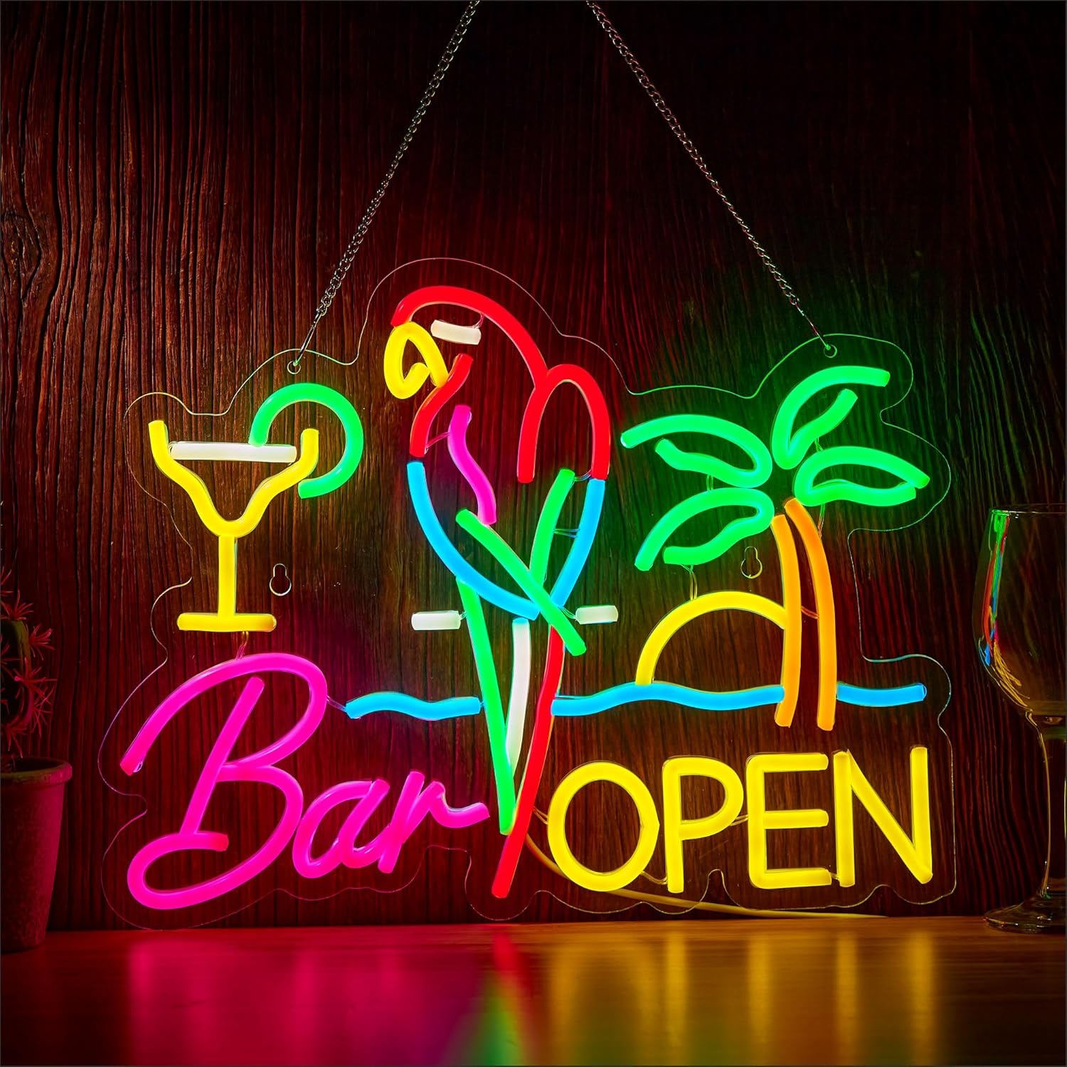 Neon Sign Party - Bar Open Neon Sign Business Art