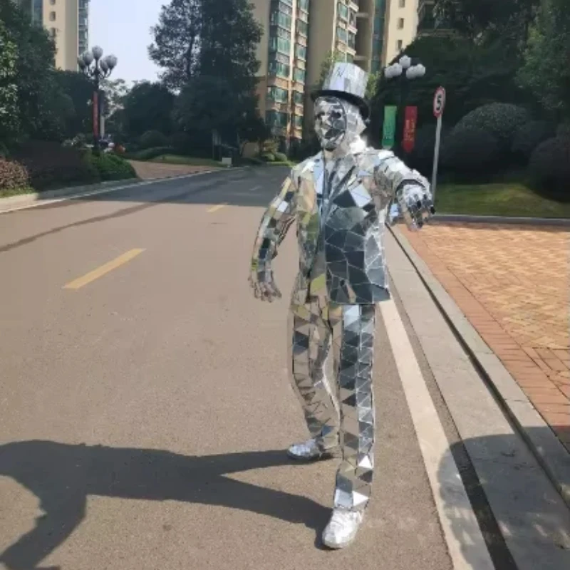 Event Party Dj - Mirror Man Costume Sliver glass Party