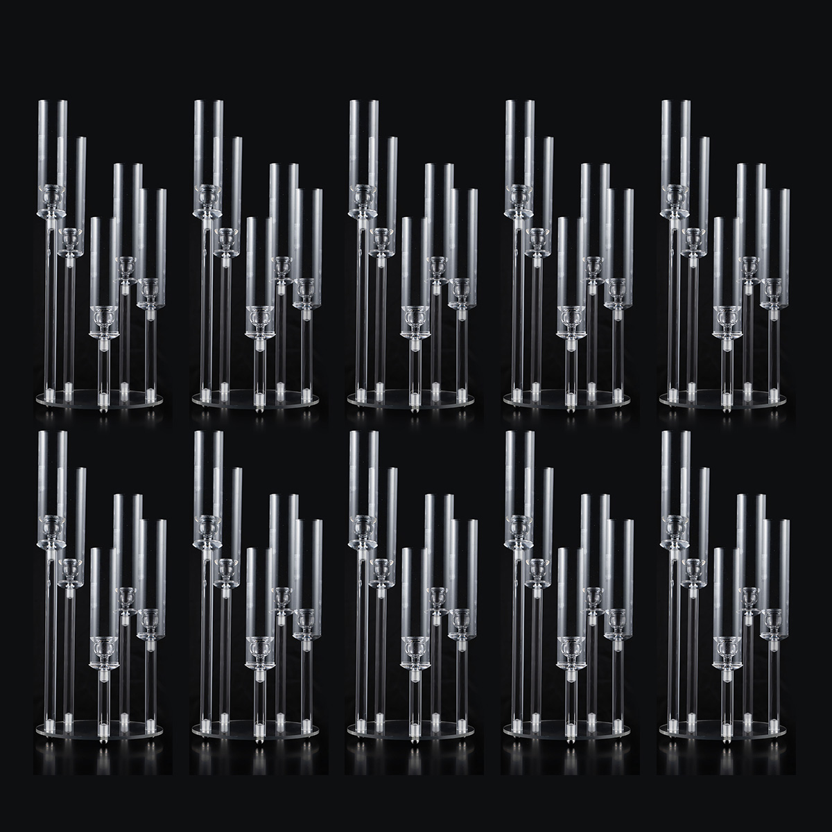 Centerpiece Stick - Clear Acrylic 5 Arm Candlestick Holders