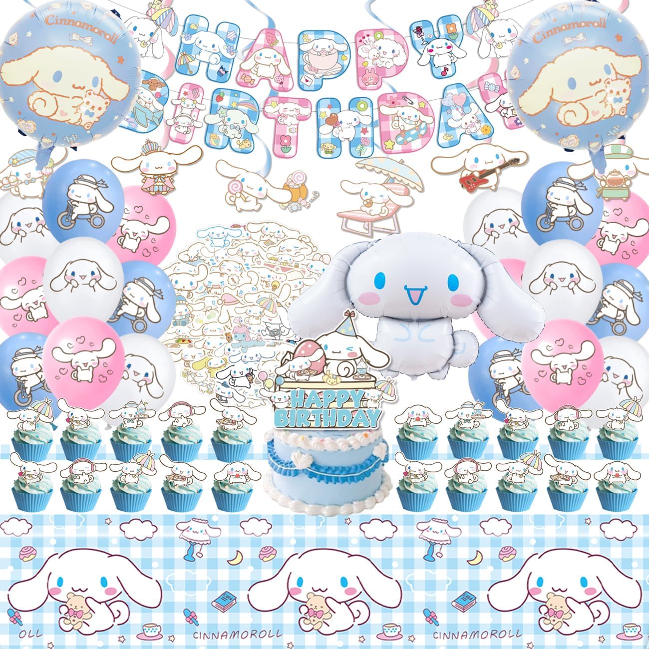 Cartoon Cinnamorolled Birthday - Table Cloth Disposable review and price
