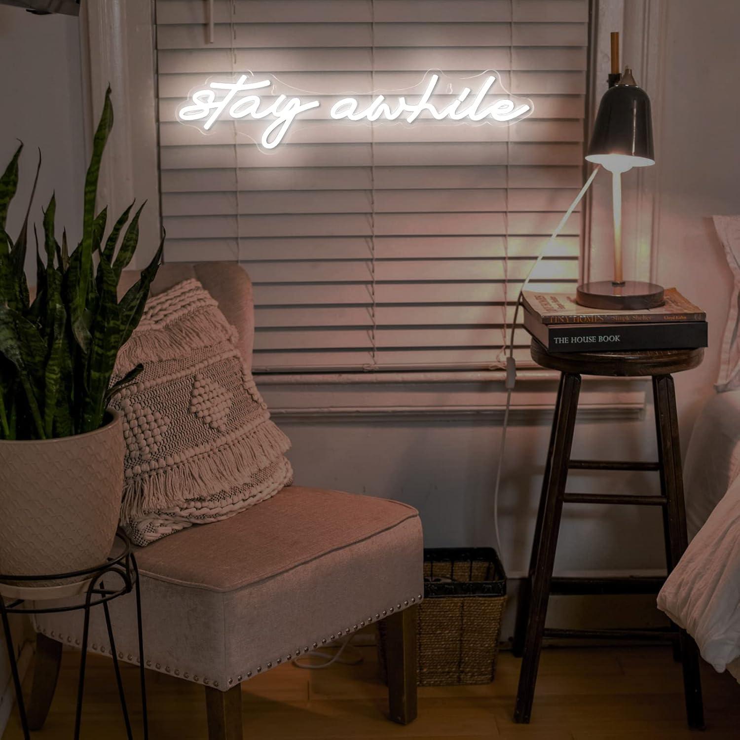Stay Awhile Neon Signs USB Dim - Neon Sign Party review and price