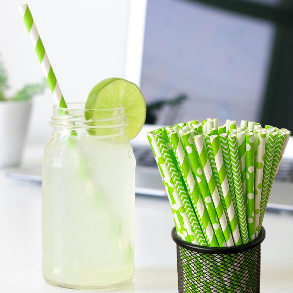 100Pcs Colorful Striped Print  - Paper Straw Color review and price