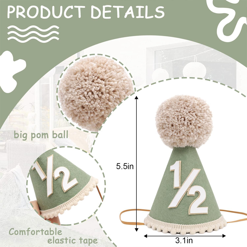 1/2 Birthday Hat Mini Cone Hat - Party Hat Cone review and price