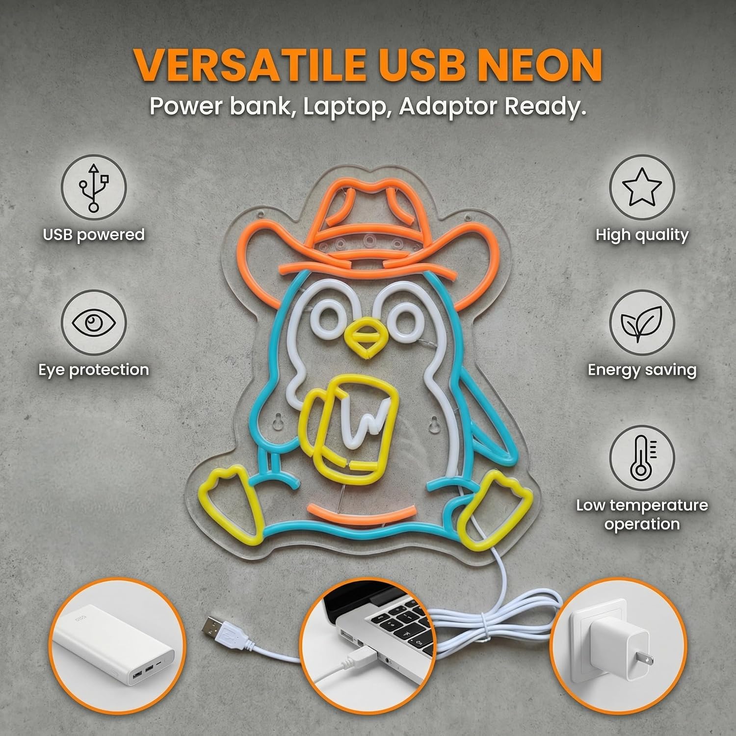 Penguin Neon Sign USB Powered  - Neon Sign Party review and price