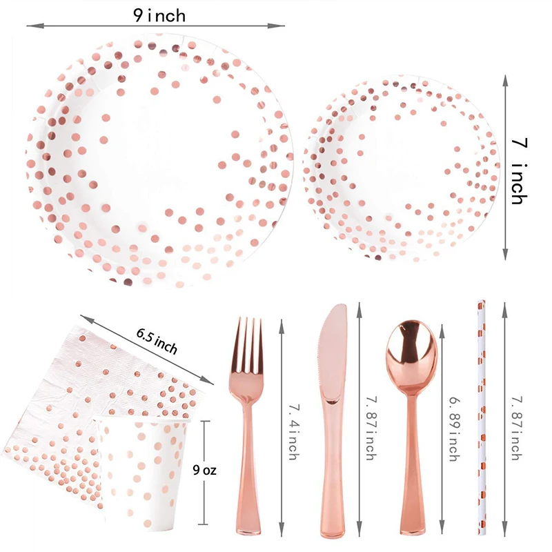 Rose Gold Party Tableware Kit  - Paper Straw Color review and price