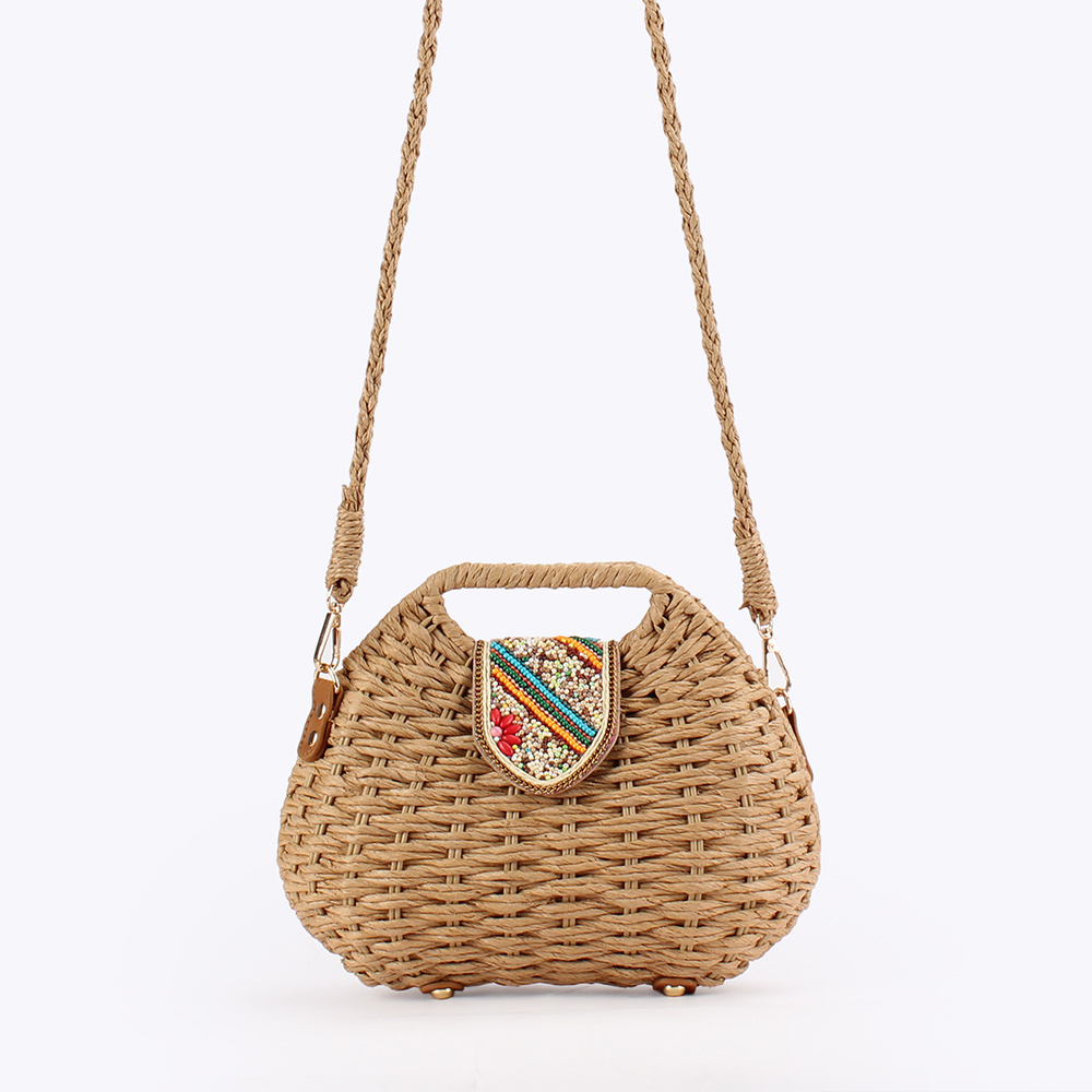 Color Beads Women Handbags Han - Paper Straw Color review and price