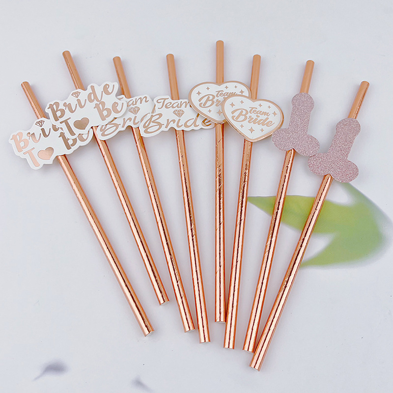 10pcs Team Bride Rose Gold Str - Paper Straw Color review and price