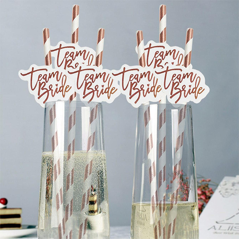 10pcs Team Bride Rose Gold Str - Paper Straw Color review and price