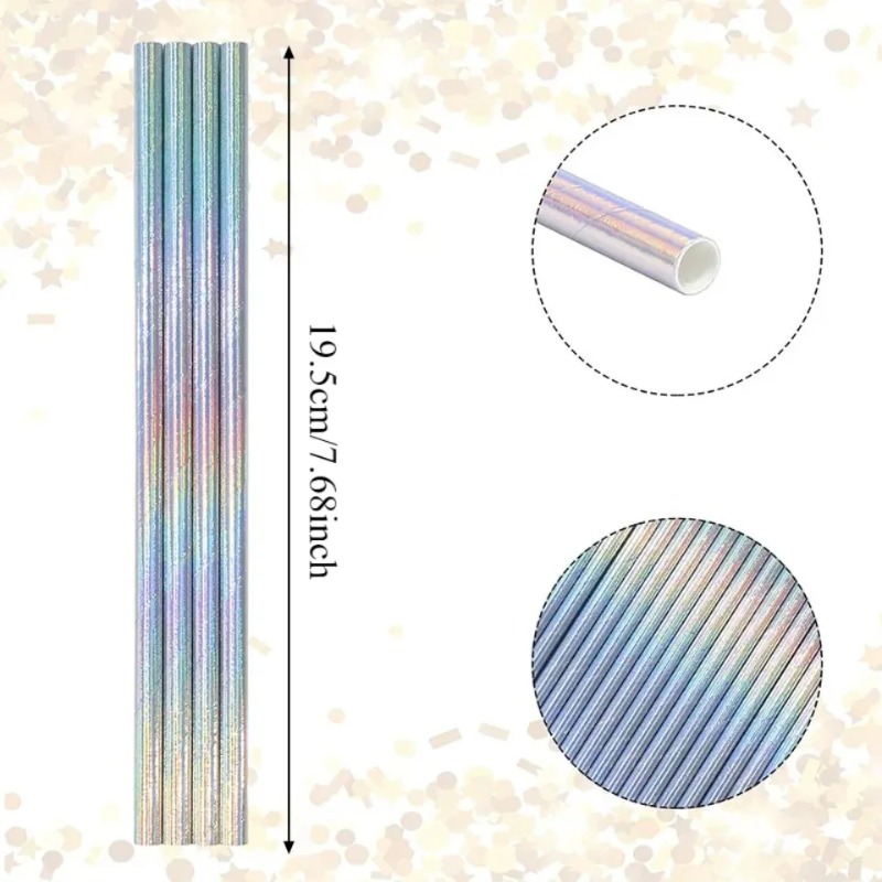 25/50/100PCS Silver Laser Pape - Paper Straw Color review and price