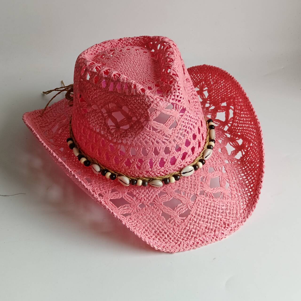 Pink Cowboy straw hat  hollow  - Paper Straw Color review and price