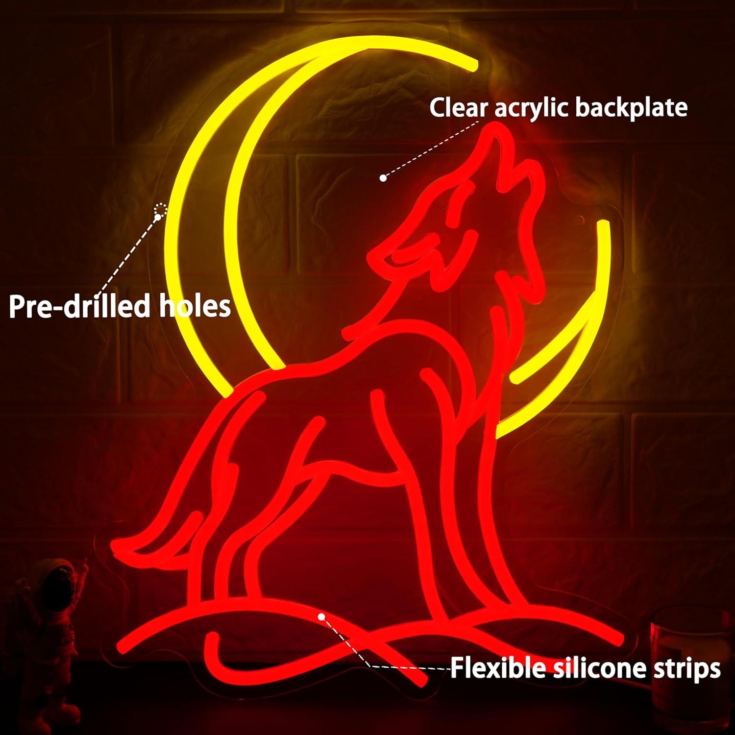 Howling Wolf Neon Sign Dimmabl - Neon Sign Party review and price